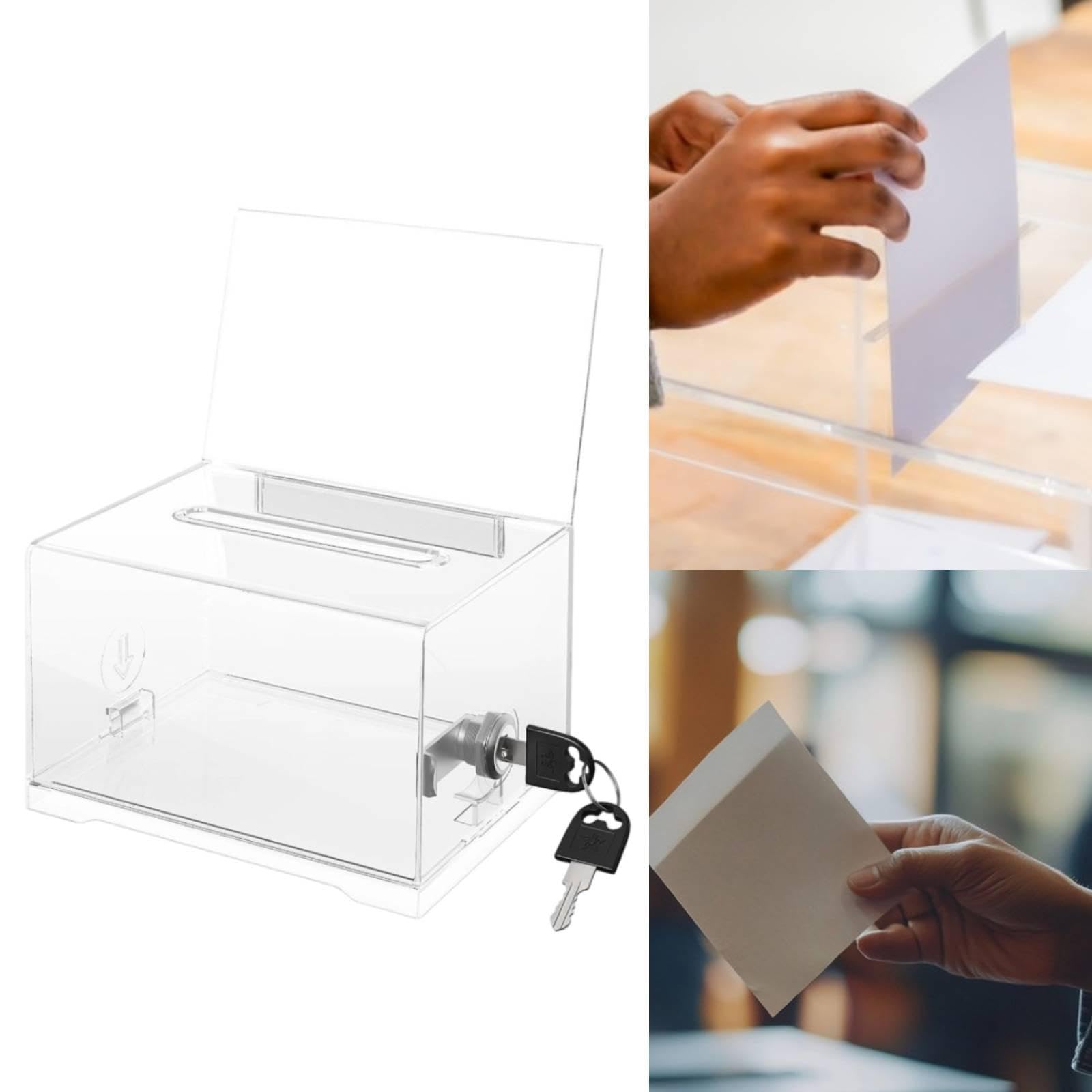 Boîte à suggestions/à acrylique avec serrure, contenant pour le dépôt des bulletins pour la maison, Clair