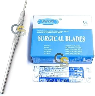 G.S 100 Scalpel Sterile Blades #11 with Free Round Scalpel Handle #3