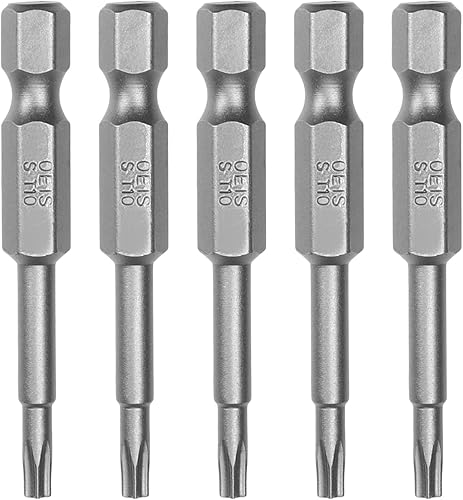 Utoolmart Puntas de destornillador de vástago hexagonal de 14 de pulgada, cabeza hueca de estrella de 5 puntos, punta magnética TS10, a prueba de