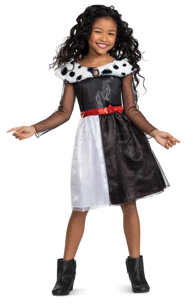 Disney Official Classic Cruella Costume Kids, Halloween Costume for Kids Size M