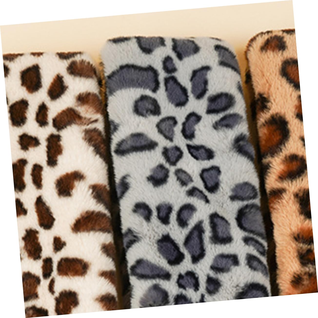 CALLARON 3pezzi Foulard Leopardo Autunno Inverno Scarf Calda Protezione Freddo Scarf Casual Per Donne Bianco