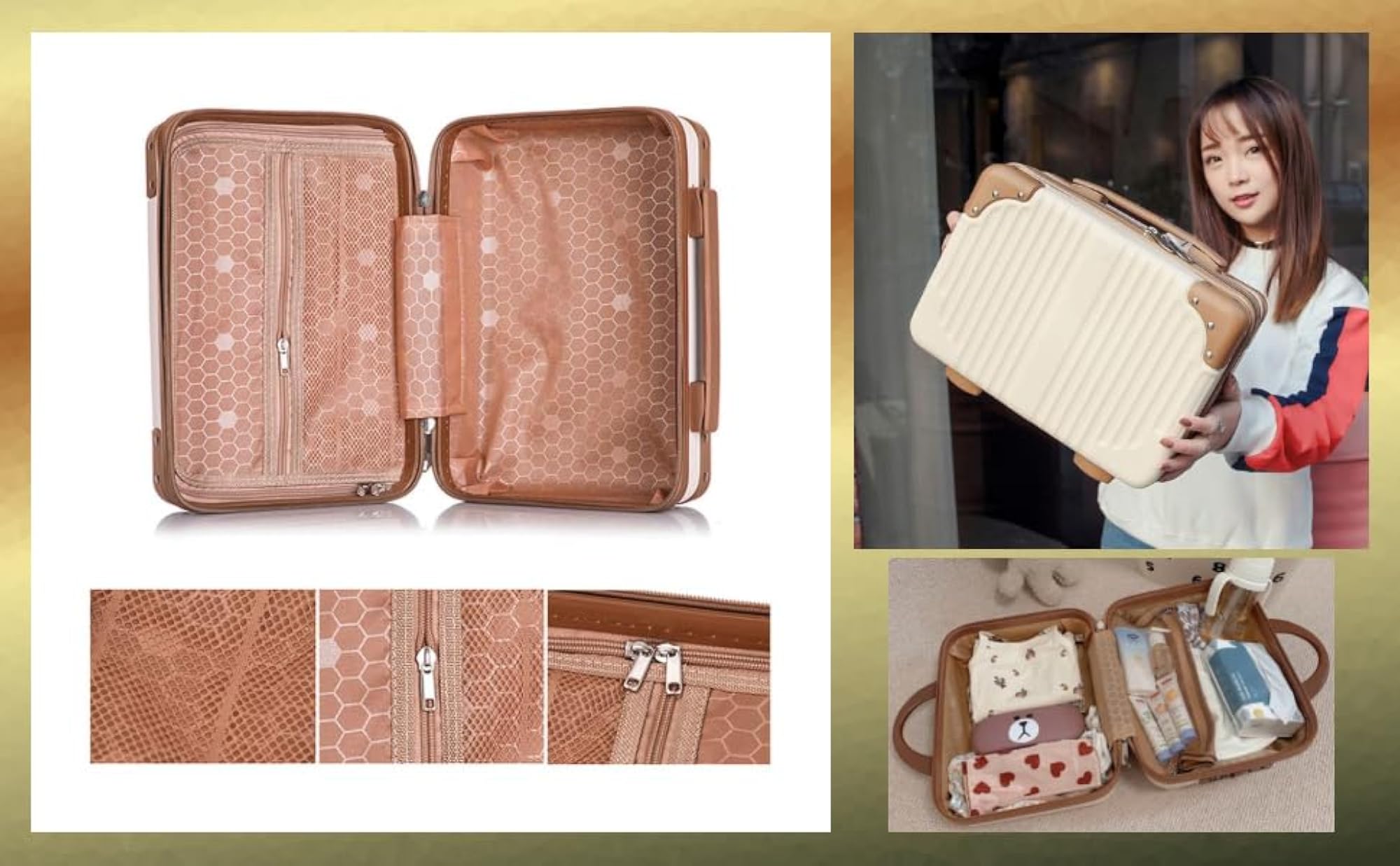 Portable Hard Shell Makeup Travel Case with Elastic Band