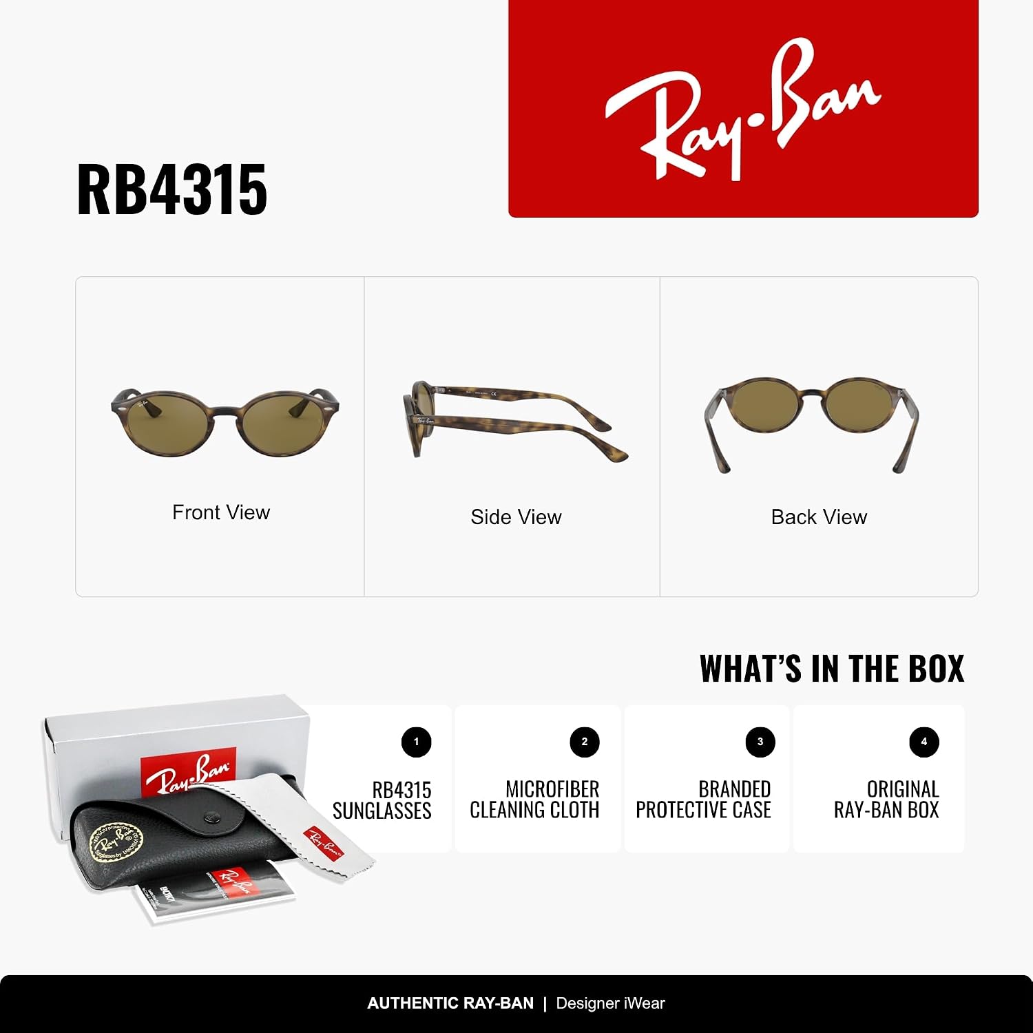 Ray-Ban RB4315 Oval Sunglasses for Men for Women