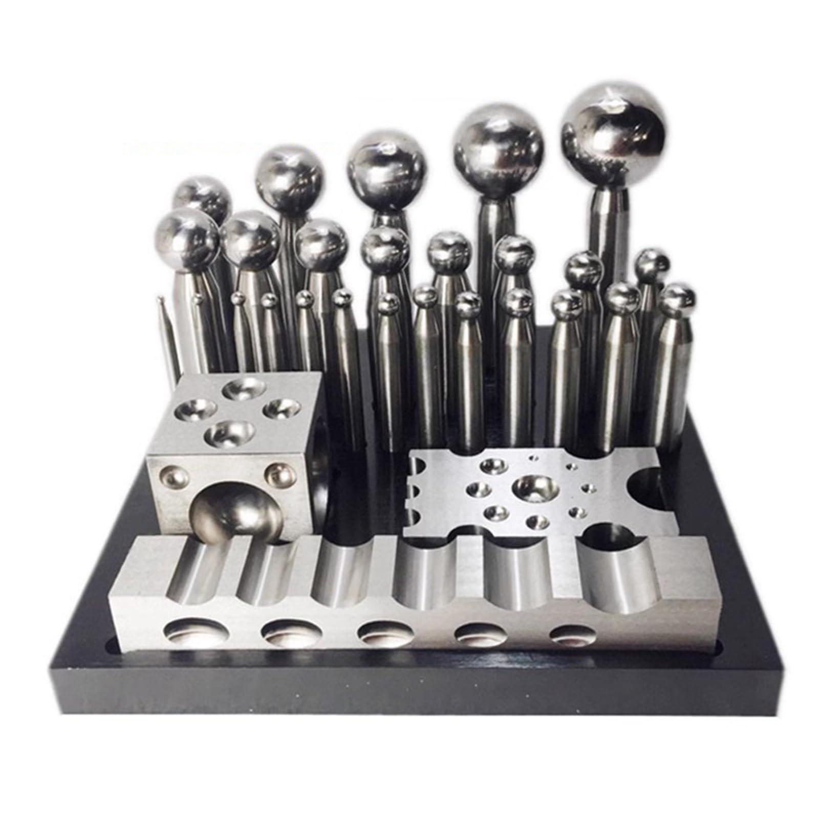 29 Pcs Dapping Doming Punch Block, Multi-Purpose Metal Forming Dapping Set, with Block, Anvil, & Swage, Storage Base, for Forming, Shaping, Moulding Precious Soft Metals