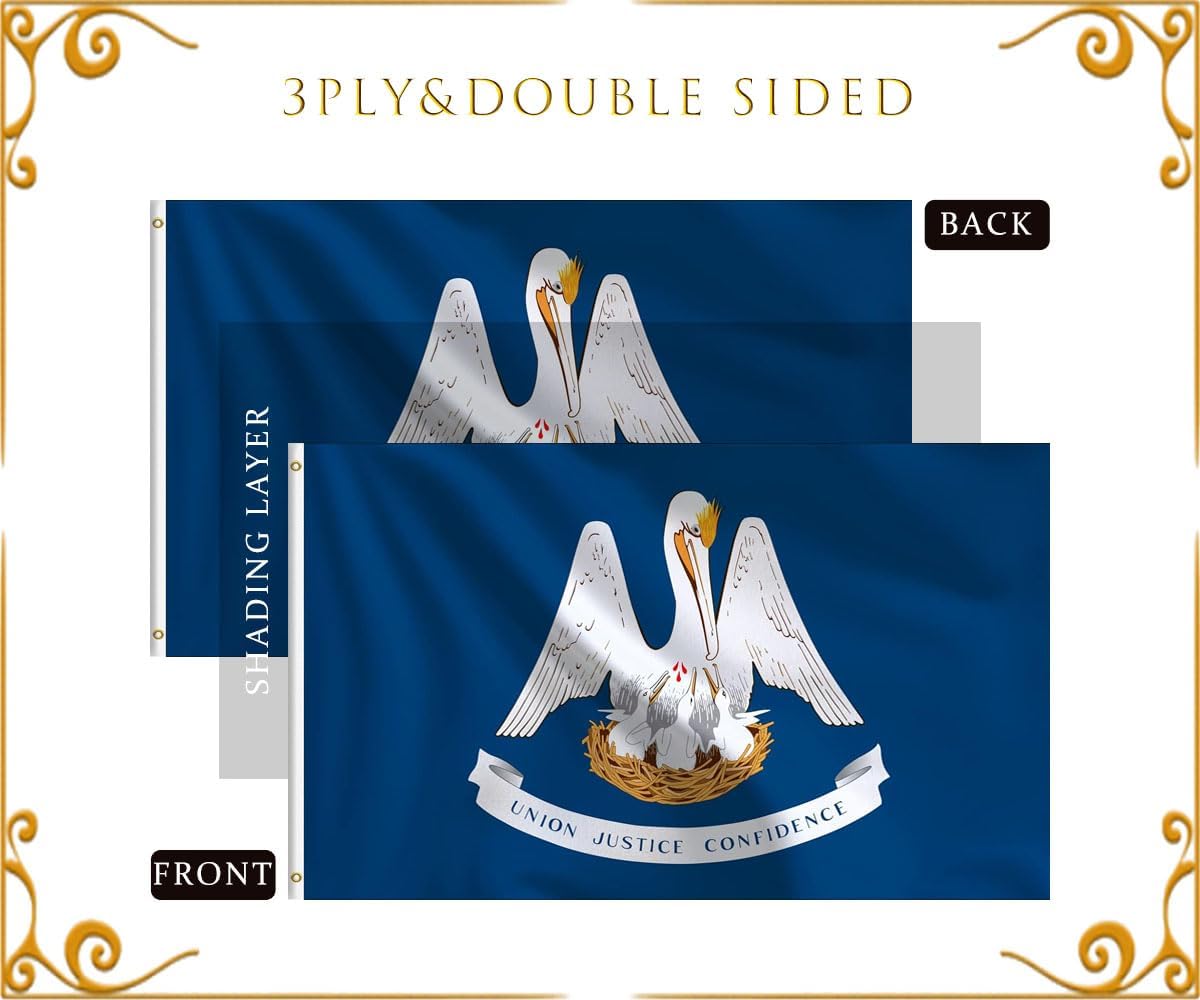 Louisiana Flag 3x5 Outdoor Double Sided Heavy Duty Durable 3 Ply Louisiana State Flags Banner with 2 Grommets - Image 2