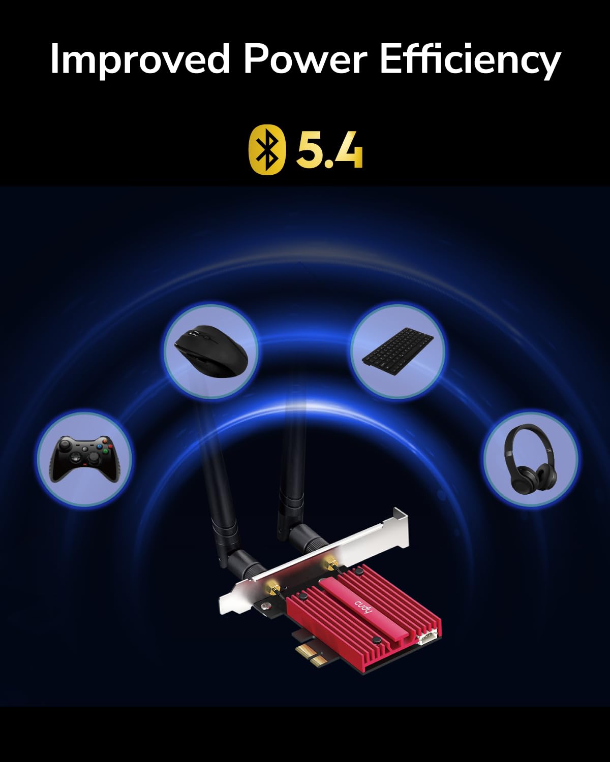 Cudy Scheda WiFi 7 BE9300 WE9300 PCIe WiFi per PC, Adattatore Wireless Tri-Band 6GHz, Bluetooth 5.4, WPA3, Facile Installazione