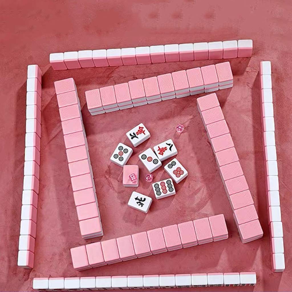 Chiński Mahjong, gra karciana z torbą, gra planszowa, 144 tradycyjne chińskie gry mahjong, 42 zestawy gier imprezowych, prezenty, rozrywka (kolor: niebieski, rozmiar: # 42)