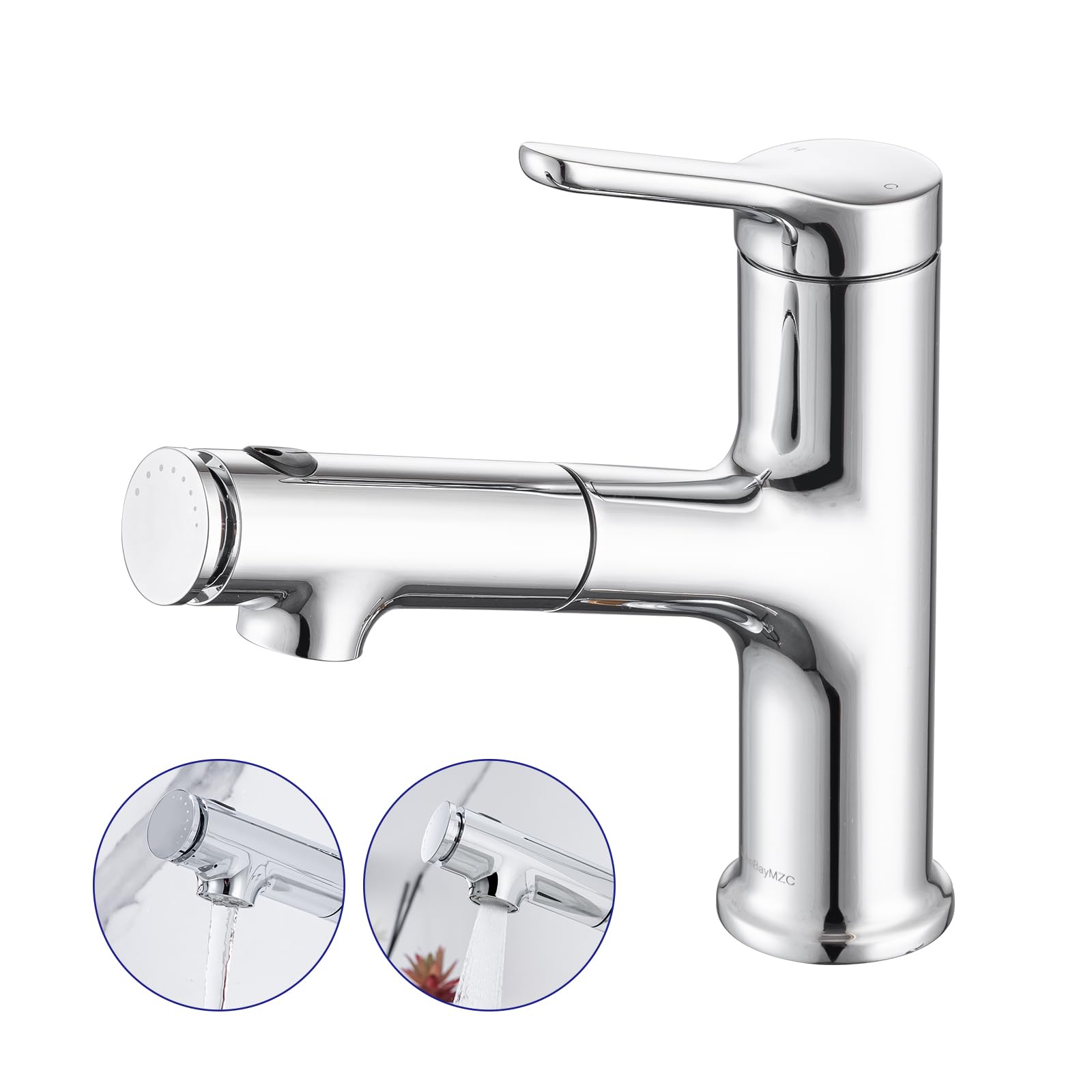 Rubinetto Bagno Lavabo Con Doccetta Estraibile a 3 Modalità, Miscelatore Lavabo Estraibile, Rubinetti Monocomando Bagno con Doccetta, Aeratore Rimovibile, Senza Piombo,Cromato
