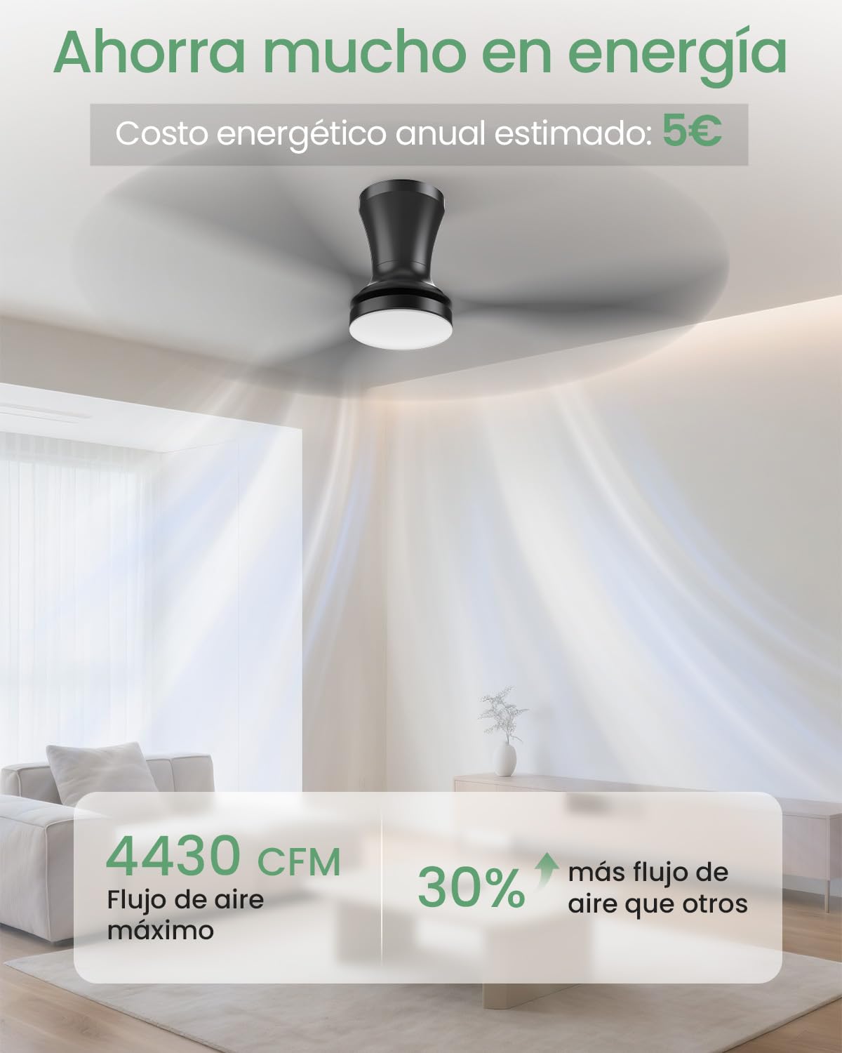 Airwit Ventilador de Techo con Luz y Mando a Distancia, 106cm Regulable 3CCT LED Lámpara Silencioso Ventilador Techo, 6 Velocidades Moderno para Salón Dormitorio, Reversible DC Motor