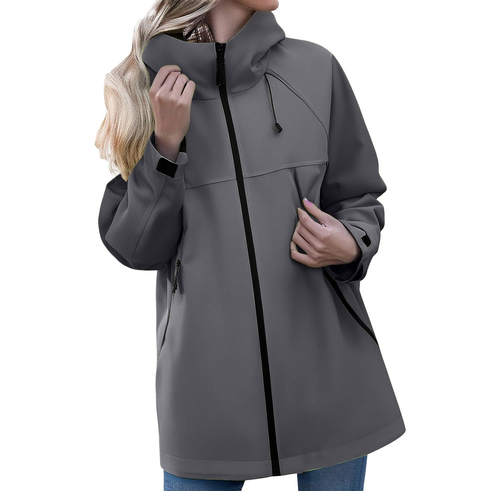 Chaqueta Impermeable Para Mujer, Ligera, Cortavientos, Con Capucha, Plegable Y Bolsillos. Borrego Mujer Chubasquero Transparente Raincoats Ropa De Agua Softshell Abrigo Cortavientos