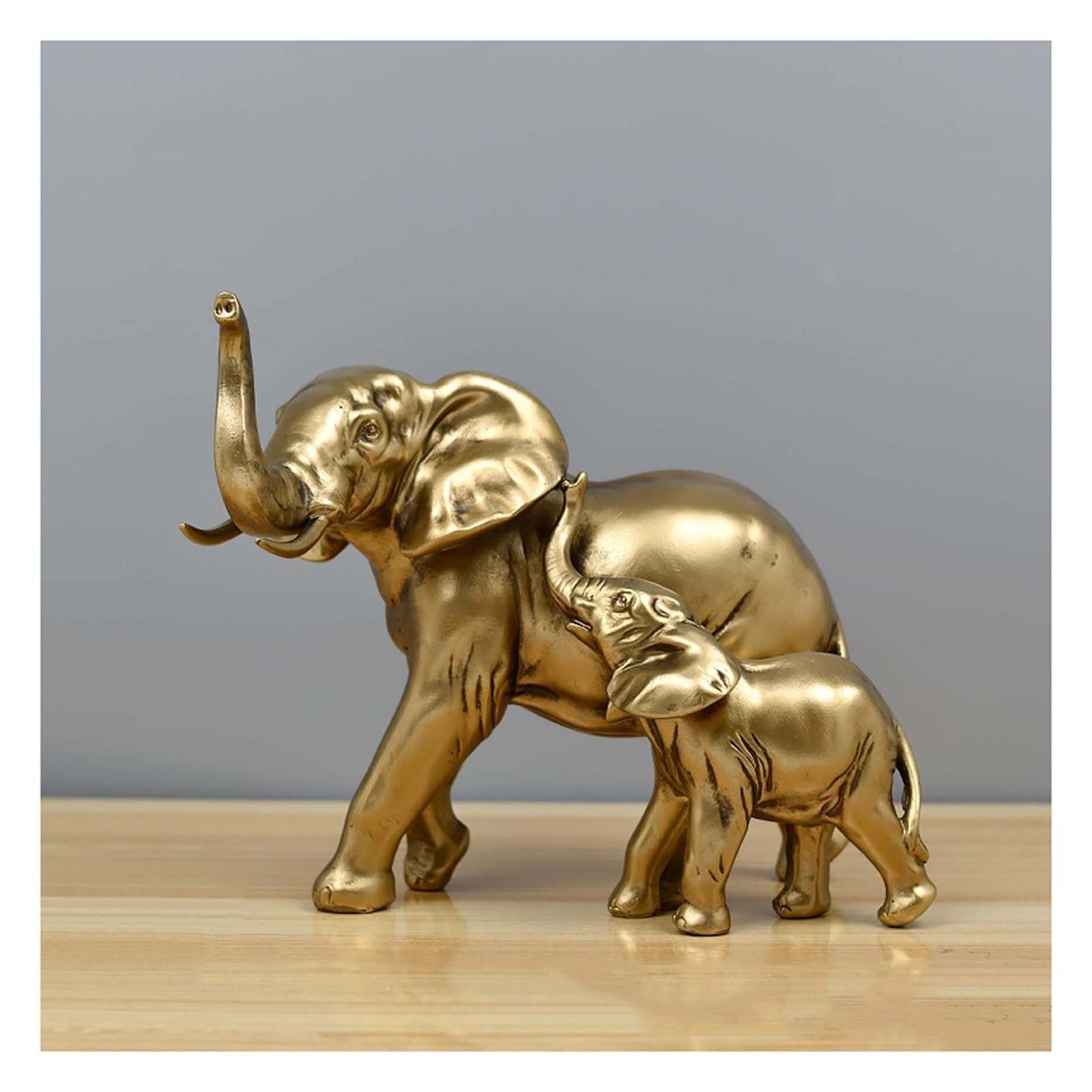 Regalos para Mujeres Decoración Elefantskulptur Gyllene Elefantstaty Decoración para estanterías(Elephant Small)