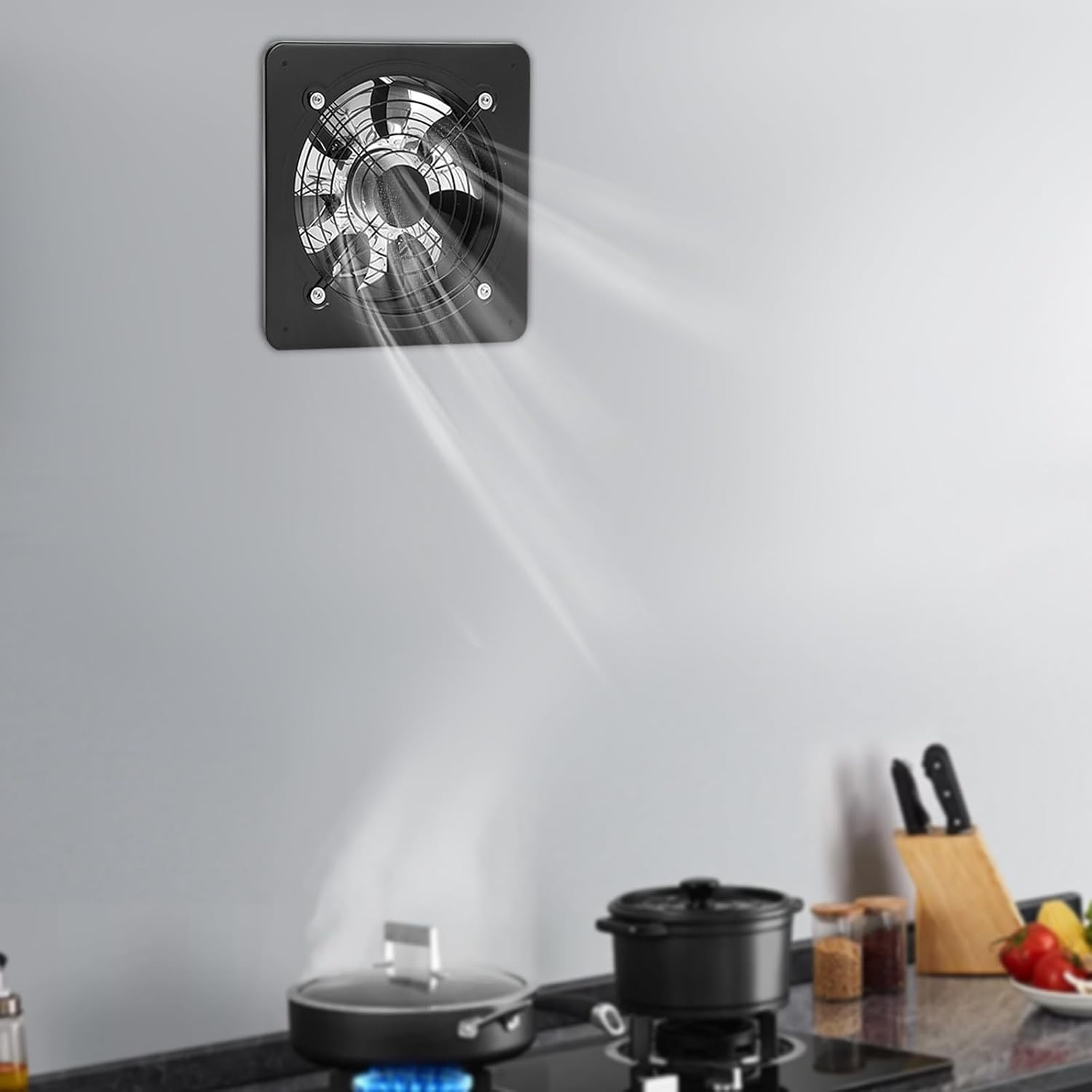 10-Inch Exhaust Fan, Wall & Window Mounted, 100W Copper Motor, Quiet Operation, Modern Design with 7 Blades, for Home & Office Use, AC 110V, Black