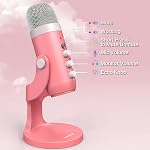 ZealSound Podcast Microphone pour iPhone PC & Mac, annulation du bruit USB Mic avec volume, Mute & Contrôle de l'écho, surveillance de la latence zéro, pour ASMR, Podcasting, enregistrement vocal & La voix au-dessus - K66 rose