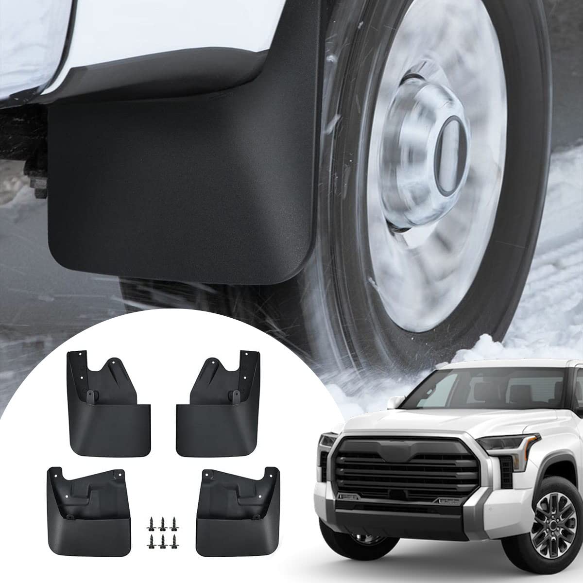 4PCS Mud Flaps Splash Guards, Front &amp; Rear Tire Wheel Mud Guards All Weather Mudguards Mudflaps with Hardware Kits Accessories for Toyota Tundra 2022 2023