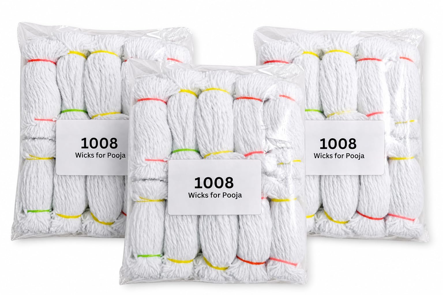 1008 Wicks Diya batti 3 ply Twisted Cotton Thread (3 Packs Each Contains 1008 Wicks) | Karthik maasa Vathulu Karthigai Deepam thiri Vattulu 1000 batti Wick for Pooja Temple Rituals-image-4