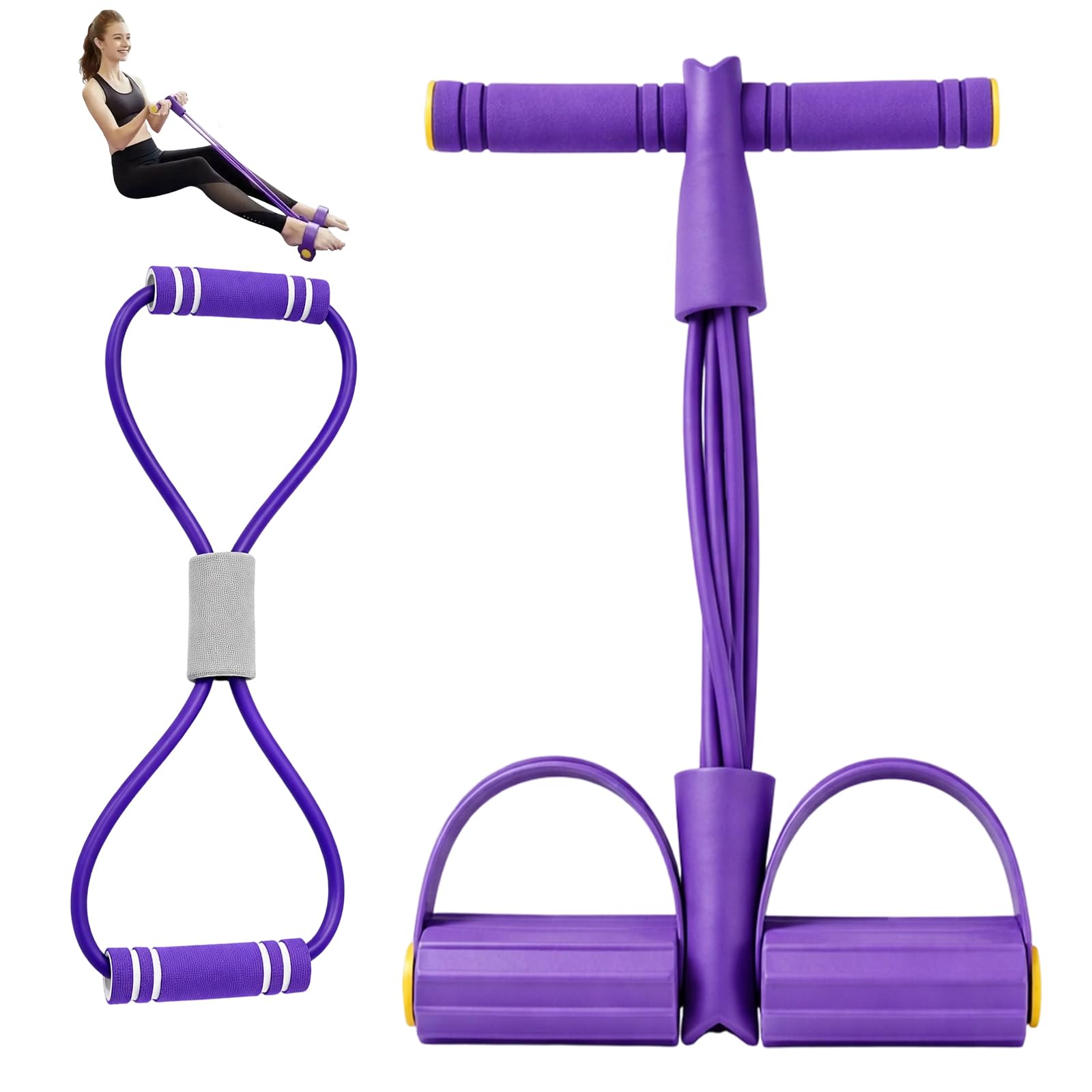 Sit Up Exercise Equipment, Resistance Training Equipment for Abdominal Training, Elastic Fitness Sport Tension Rope for Tummy Exercise, Weight Loss Equipment for Home Workout, Purple