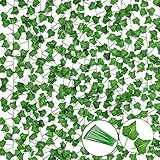 efeuranken künstlich kaufen Set enthält: 12 künstliche Efeugirlanden, 20*grüne Kabelbinder in einem Beutel enthalten.Girlandenlänge: ca. 84Ft/2,1 Meter pro Stück, große Blattgröße: ca. 1,77
