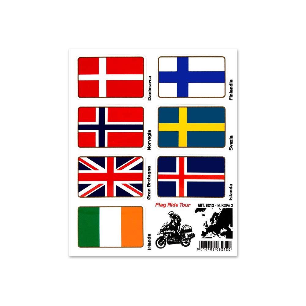 Quattroerre Sticker Flag Ride Tour Europe 3 for Bike Cases, 16 x 13.5 cm