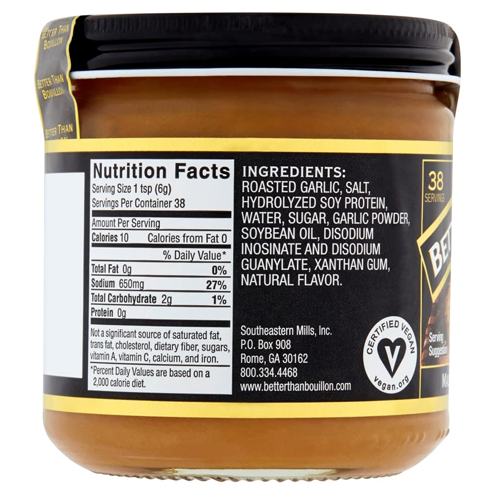 Better Than Bouillon Premium Roasted Garlic Base, Made with Seasoned Roasted Garlic, 38 Servings Per Jar, 8 Ounce (Pack of 4)