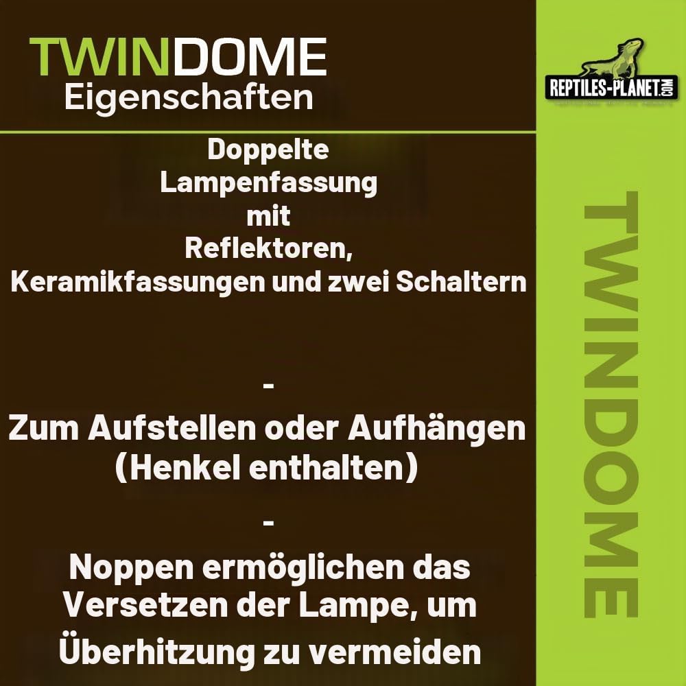 Reptiles Planet - Twindome 14 – Doppel-Lampenhalterung zum Aufhängen oder Aufstellen auf dem Terrarium – Ø 14 cm – H 16 cm