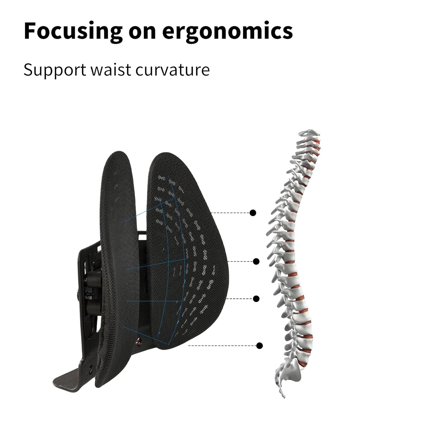 Lumbar Support Pillow for Chairs - Ergonomic Back Cushion for Office, Car & Gaming with Adjustable Straps for Lower Back Pain Relief & Better Posture