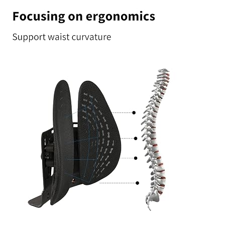 Lumbar Support Pillow for Chairs - Ergonomic Back Cushion for Office, Car & Gaming with Adjustable Straps for Lower Back Pain Relief & Better Posture