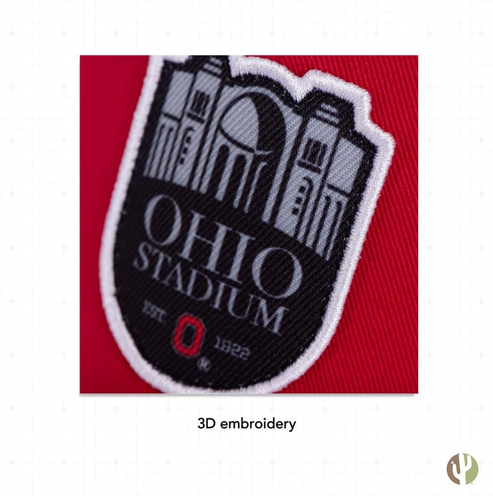Desert Cactus The Ohio State University Baseball Hat OSU Buckeyes Brimmed Embroidered Hats Cap Adjustable Cloth Strap Adult (Style K1) Red - Image 5
