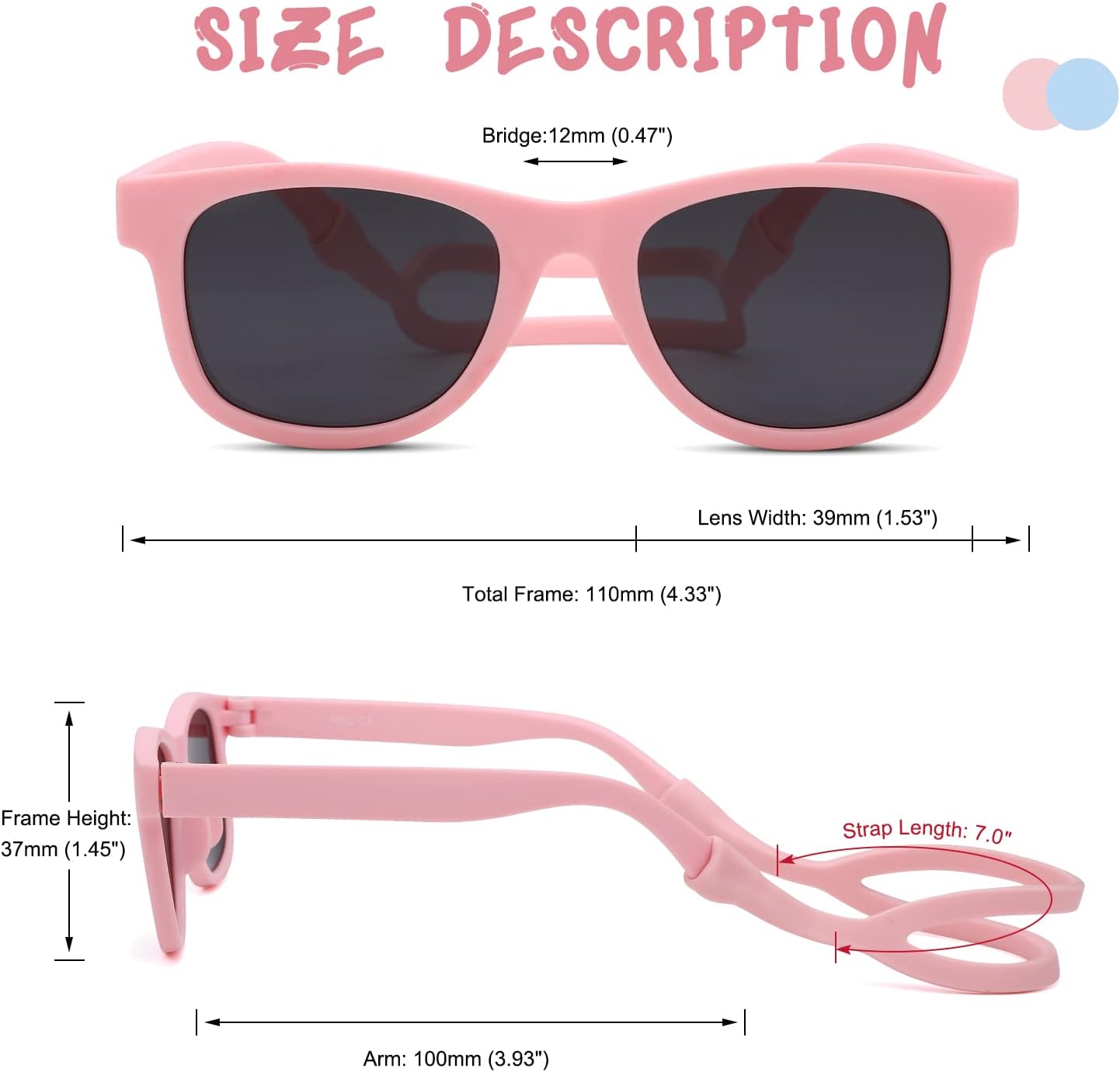 COASION Bendable Polarized Baby Sunglasses with Silicon Strap Age 0-24M image 5