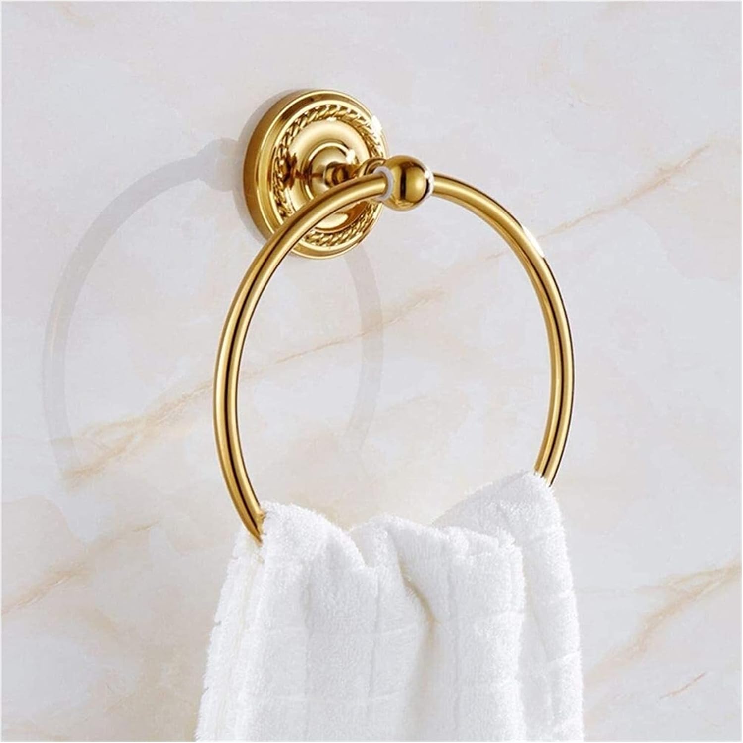 Hand Towel Holder Bathroom accessoriesCopper and Gold Towel Rack Full Circular Ring Bathroom Toilet Towel Ring Bathroom Hardware Hand Towels (Color : A)