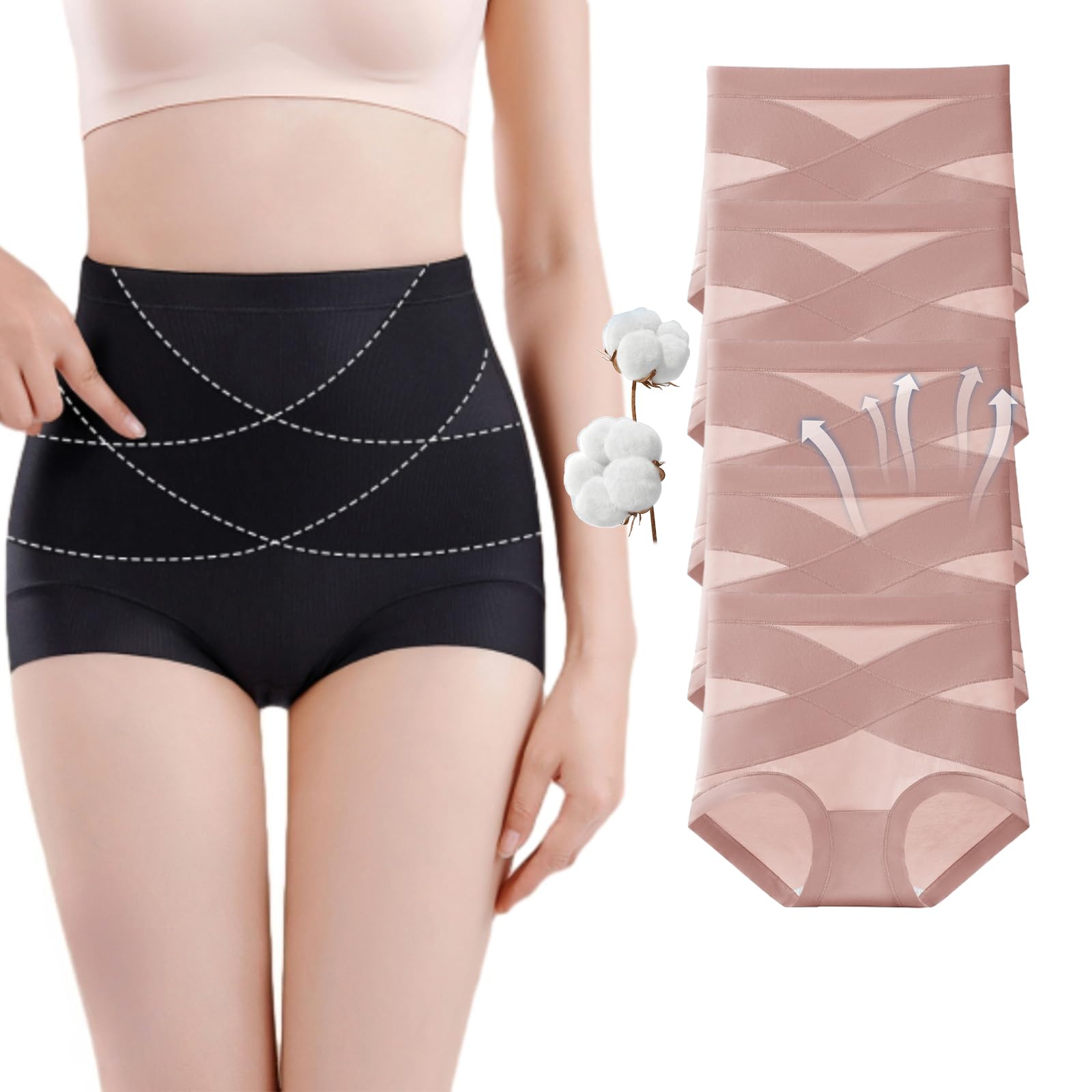 Biancheria intima a prova di perdite per il controllo della pancia da donna, massimo comfort, a tenuta stagna e modellante, in cotone a vita alta senza