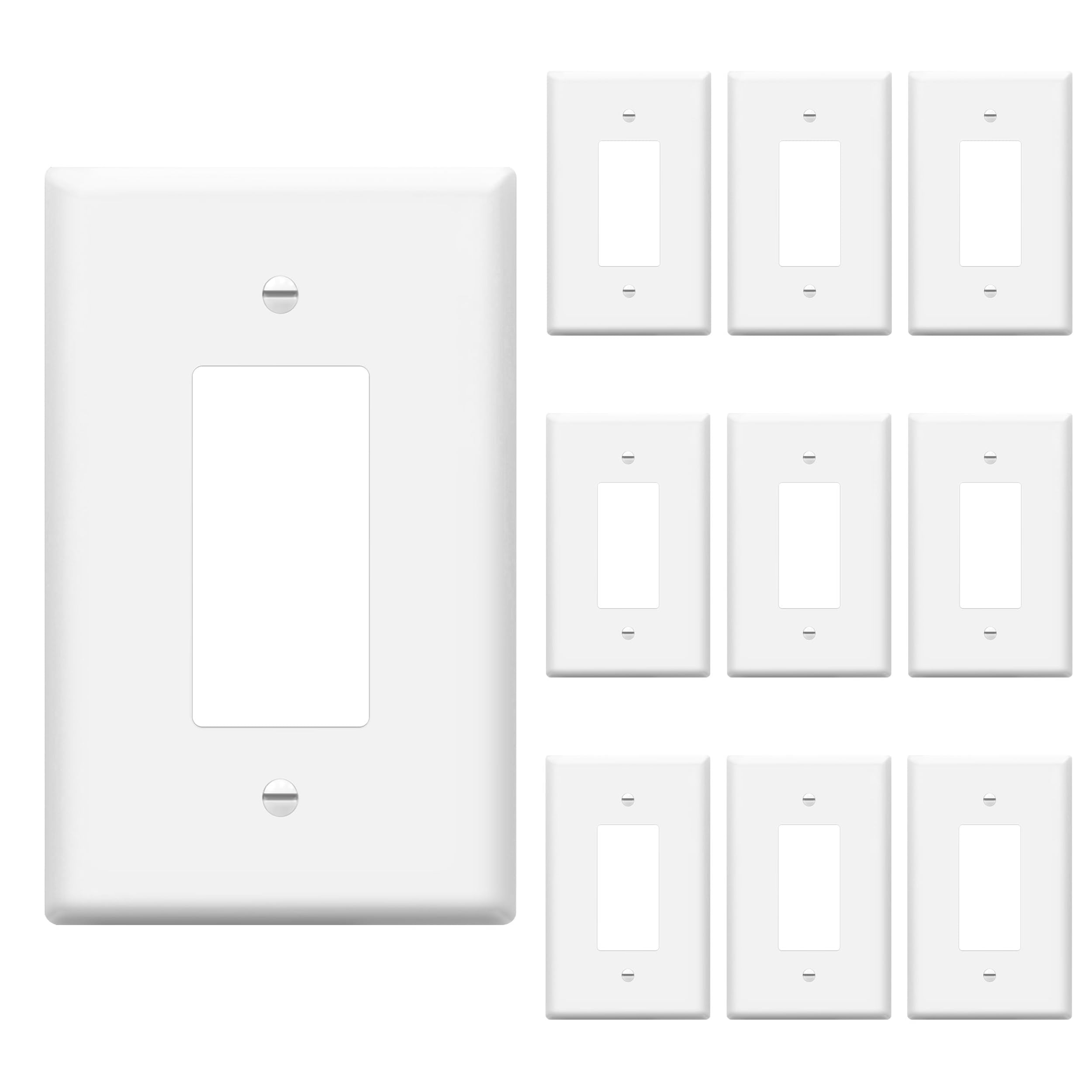 Enerlites 8831O-W-10PCS 1-Gang Decorator/GFCI Rocker Wall Plate, Standard Size, Unbreakable Polycarbonate, White (Pack of 10)