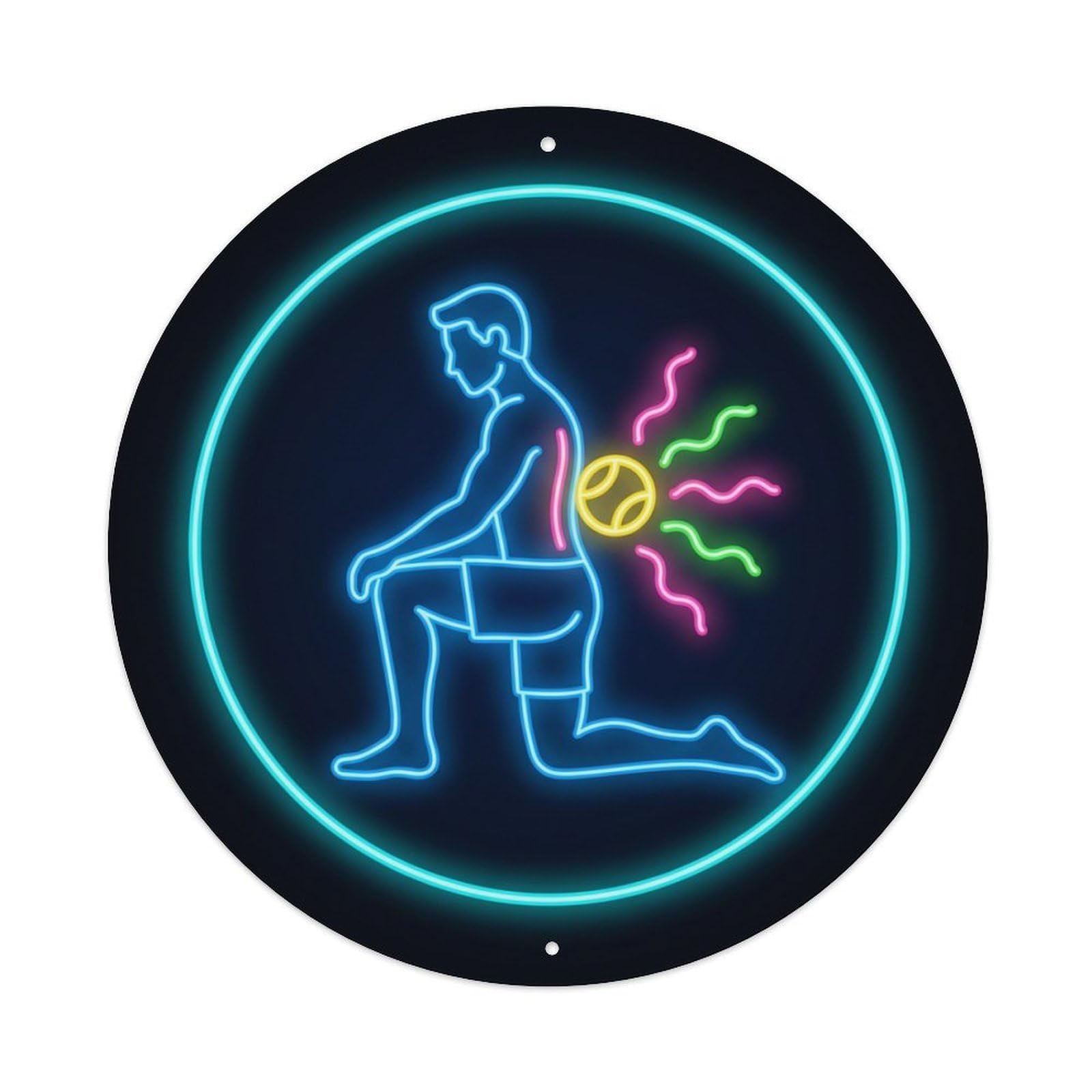 Vintage Faux Neon Gym Retro Bodybuilding Lacrosse Metal Tin Sign