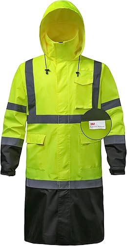 Chaquetas de lluvia reflectantes para hombre impermeables, abrigo de lluvia Hi Vis con tiras reflectantes, equipo de lluvia de alta visibilidad