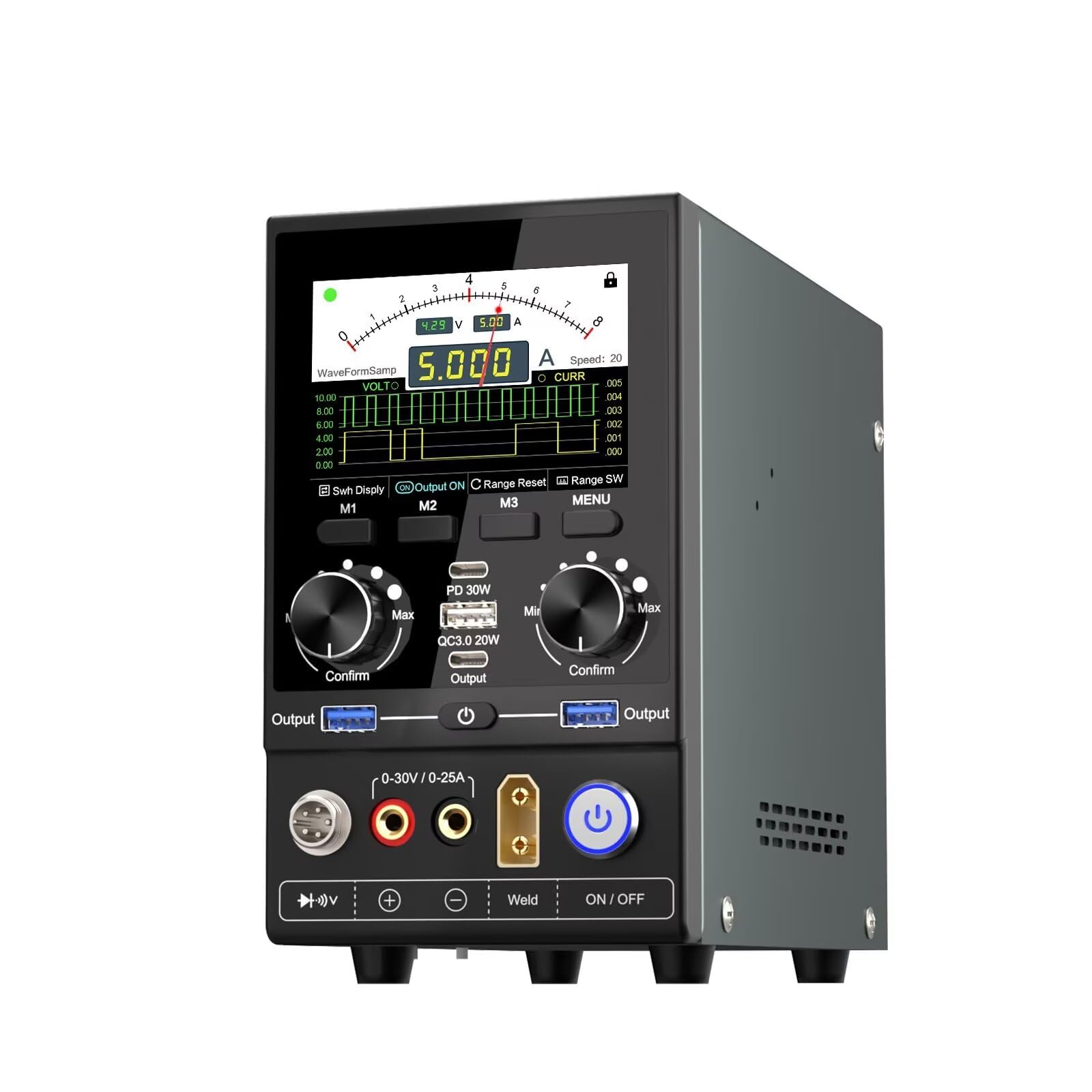 Fuente de alimentación digital de 180 W 30 V/25 A con modo de puntero, modo curva y modo de pantalla digital de pantalla grande