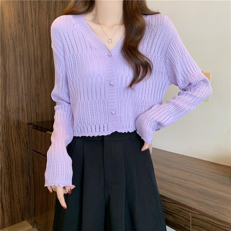 Image of ICW Women's Knitted Ribbed Cardigan Long-Sleeve V-Neck Button-Up Shrug Jacket Top Dn85