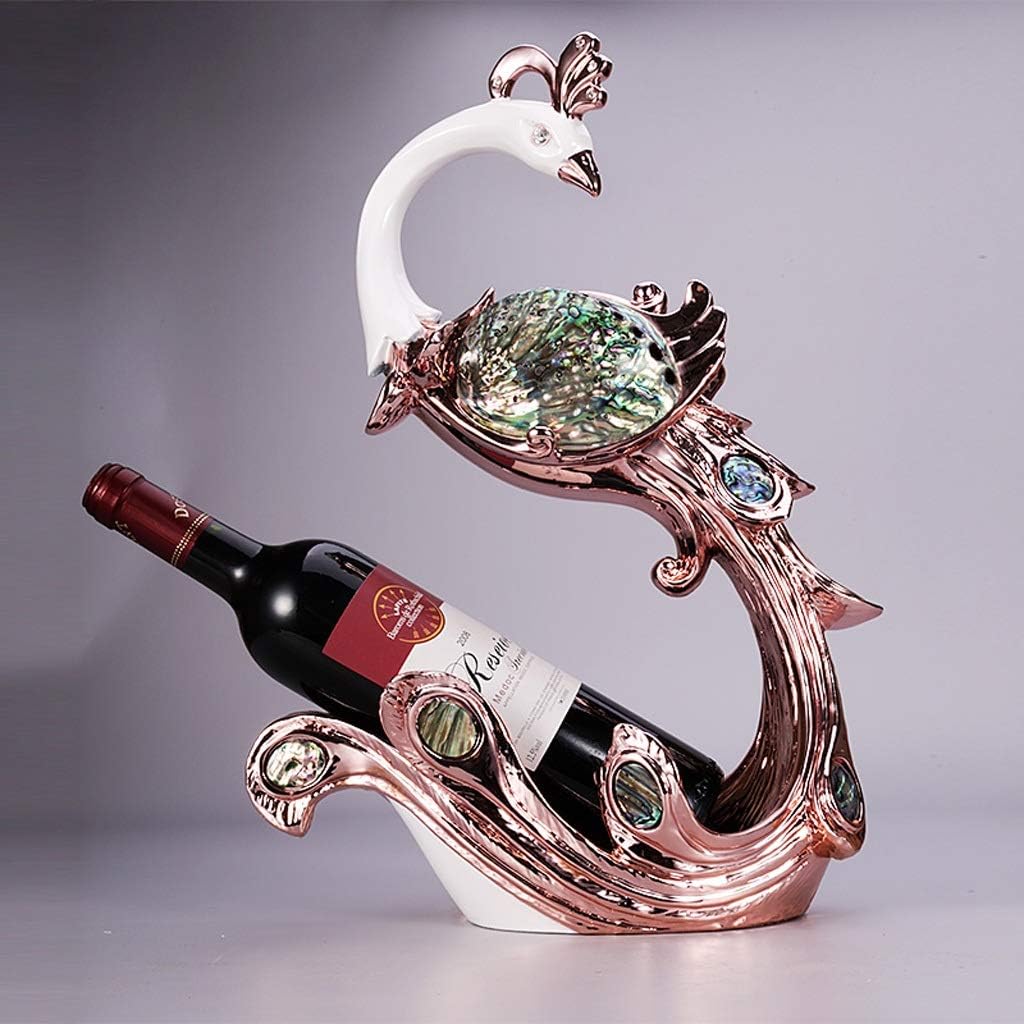 Home bar Wine Rack Wine Bottle Holder Resin Peacock Shape Wine Bottle Rack Creative Living Room Decoration Tabletop Wine Rack Craft Gift for Home Kitchen Dining Room