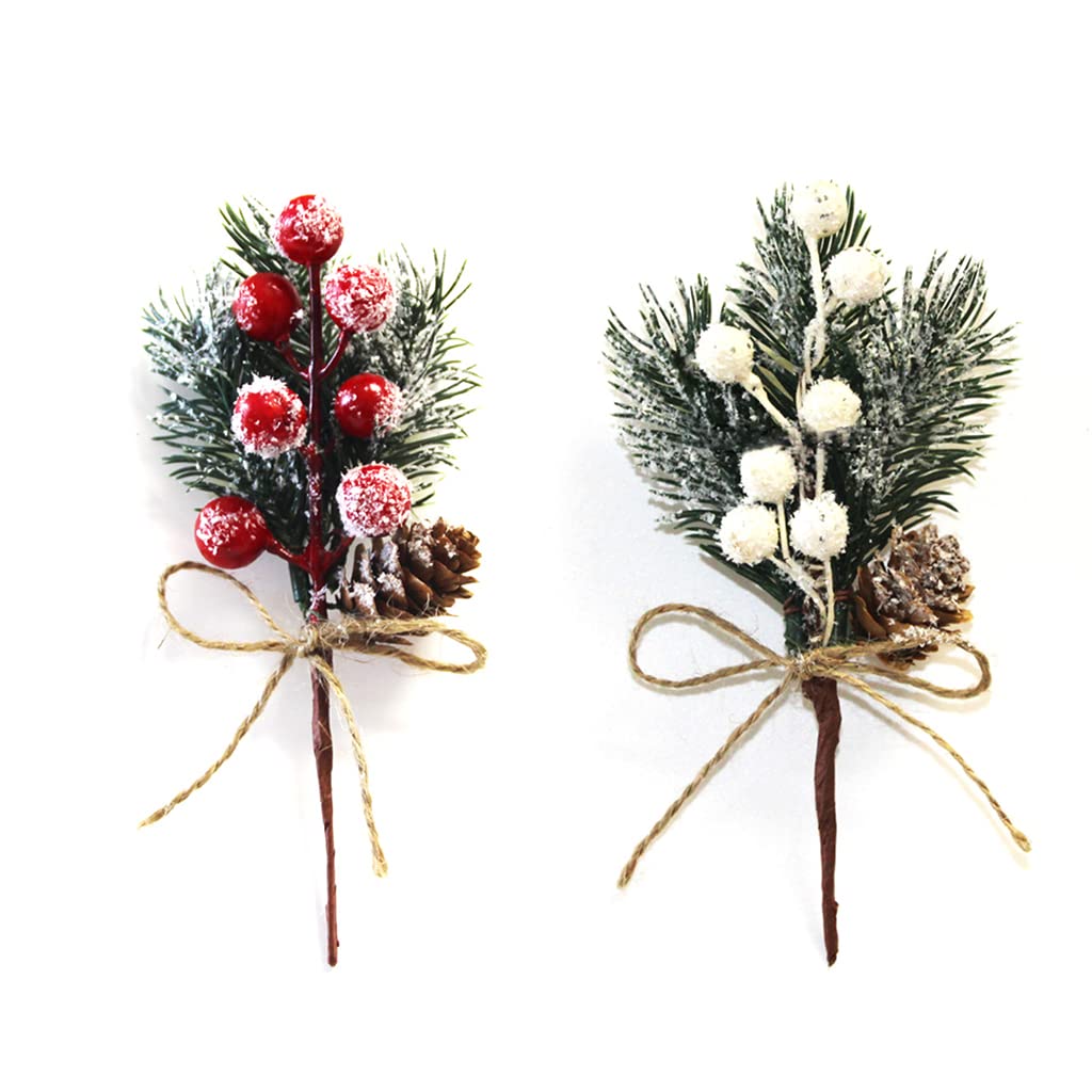 Rami Di Pino Artificiale Con Bacche Rosse - 24 Pezzi Per Decorazioni Natalizie