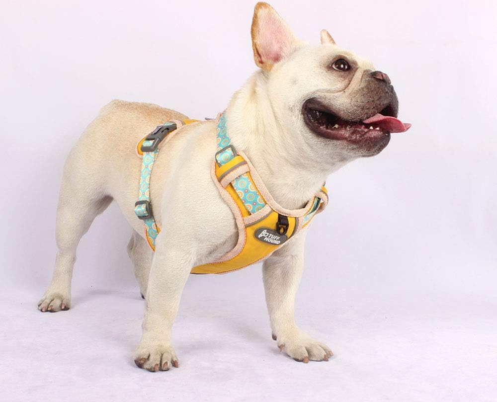 Cute Dog Harness Pet Soft Adjustable Vest Best Reflective Walking Harness Easy Control for Small Medium Large Dogs Yellow S