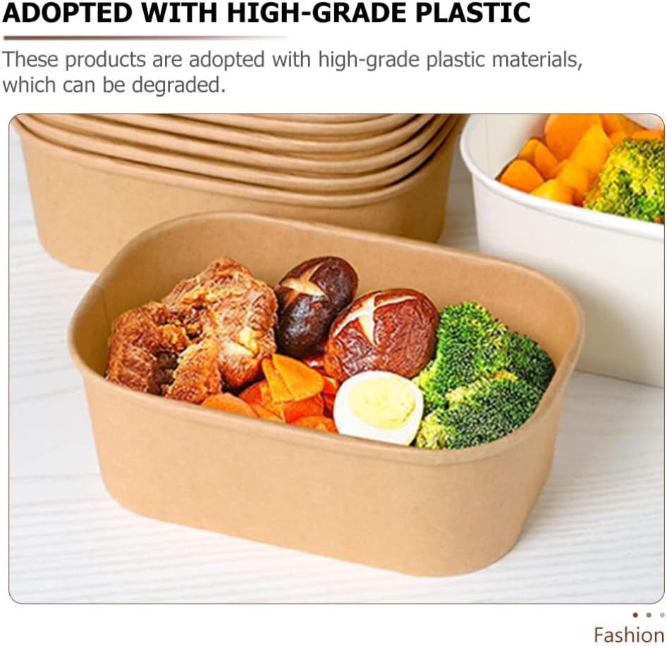 Hemoton Kraft Meal Box Disposable Food Containers with Lids 20-Pack 6.73X4.64X1.57 Inch Microwave Safe Takeout Boxes for Food Storage and Meal Prep