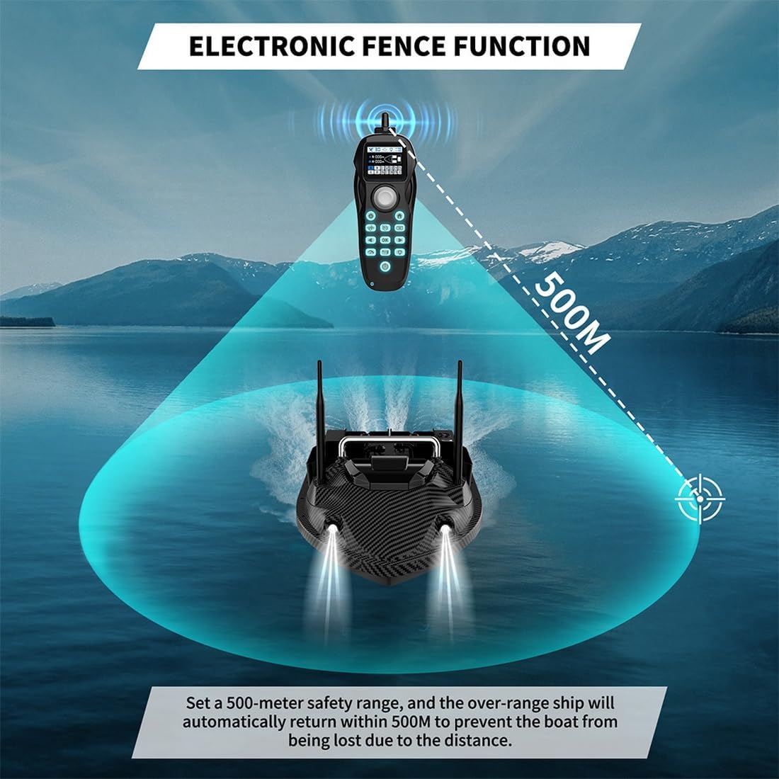 V803 PRO GPS RC Bait Boat with Sonar Fish Finder, Remote Control Fishing Boat, 500M Long Range, 4 Hopper, Auto Return & Waypoin, High-Speed Carp Fishing Boats