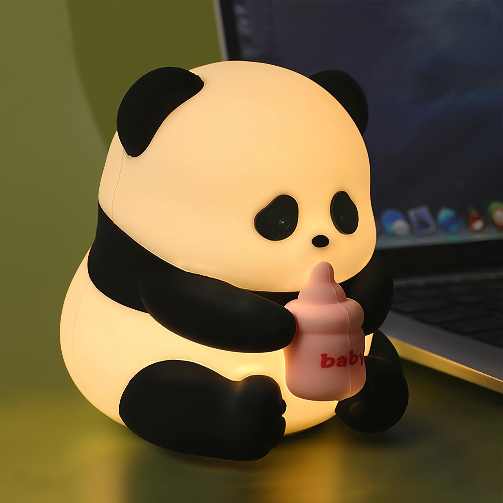 Nice Point Boys Panda-2 Night Light Kids,Cute Nursery Panda Light, Squishy Animals Silicone Lamp Up For And Girls,Kawaii Led Nightlight For Toddler Bedroom And Kid Room Decor