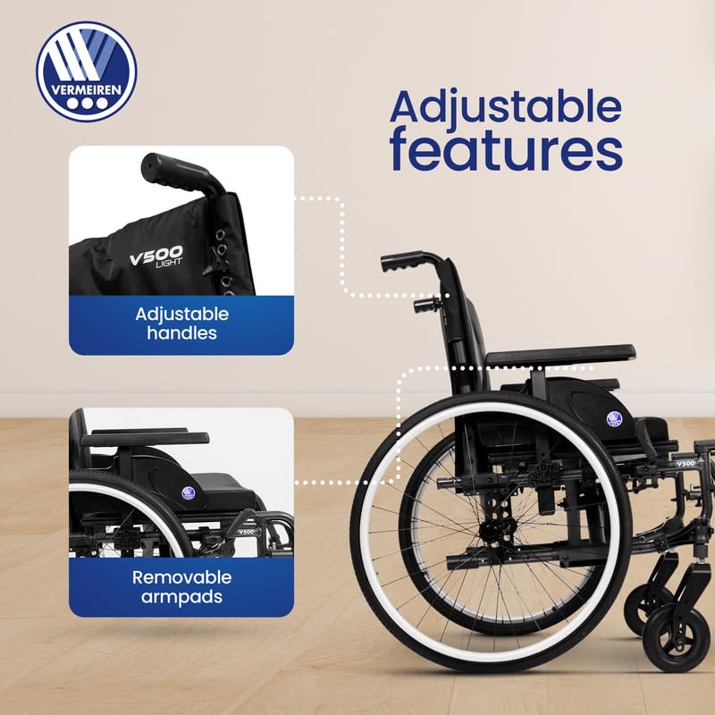 VERMEIREN V500 Wheelchair with adjustable handles and removable armpads