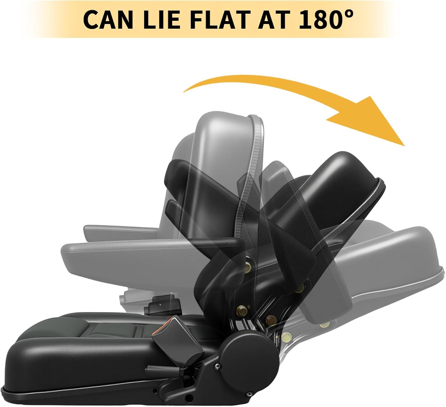 Universal Forklift Seat, Tractor Seat with with Adjustable Angle Back Armrest, Fold Down Tractor Seat with Safety Belt, for Excavator, Skid Steer, Dozer, Telehandler