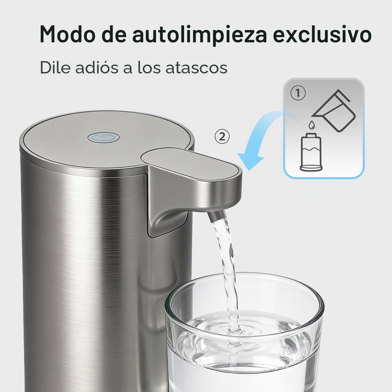 Dispensador Jabon Espuma Automatico Acero Inoxidable: Sin Contacto Diseño | LED Indicador Luminoso, USB Recargable, 0.2s Rápido Sensor, Impermeable Diseño, para Baño Cocina Hogares Lavado de manos