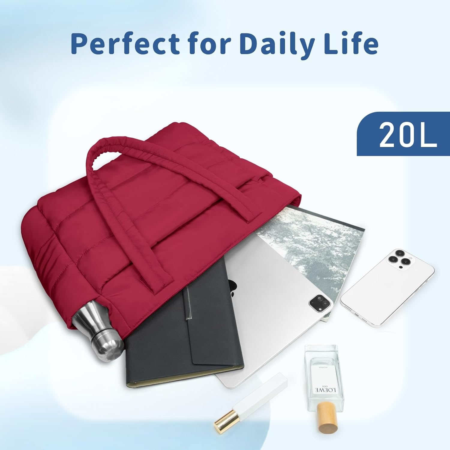 TOPDesign Puffer Tote Bag for Women, Lightweight Puffy Handbag with Compartments, Quilted Shoulder Bag for Work, Travel, Gym - Image 8