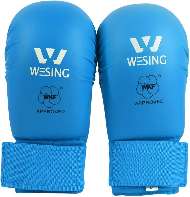 Wesing WKF Sparing Karate Gloves Without Thumb Protection Blue Red