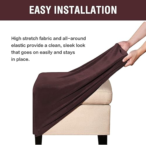 Miniatura 6 de Fundas otomanas de terciopelo cuadradas, pequeñas de 15 x 1519 x 1940 x 40 pulgadas, funda elástica extra grande para taburete, reposapiés,