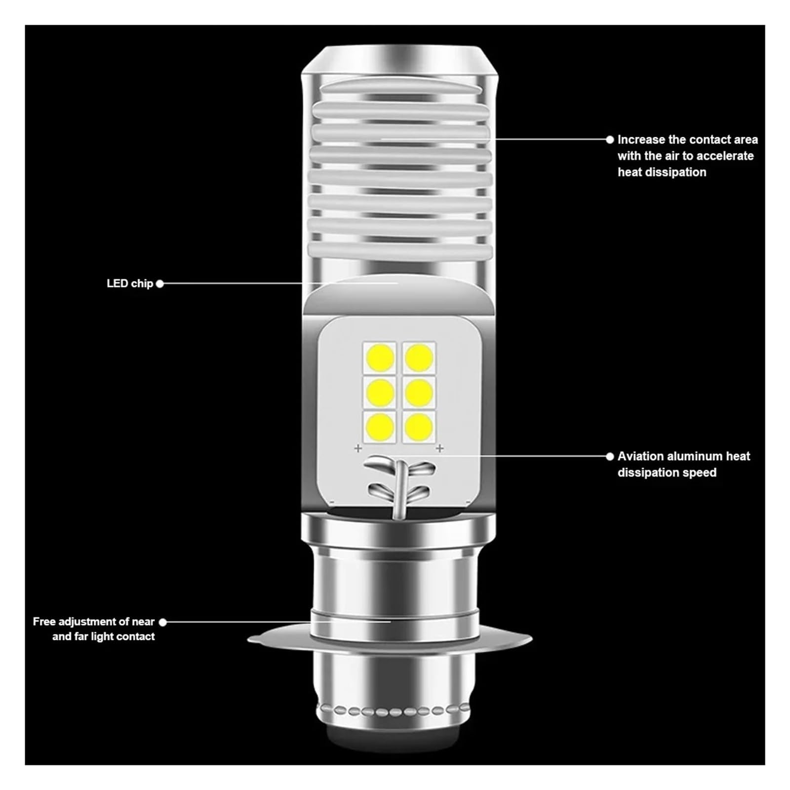 Pour Moto Scooter Pour ATV Phare P15D H4 LED Ampoules 9 V-85 V 6000 K Lampe Pour Lumières Pour DRL Phare De Moto(H4)