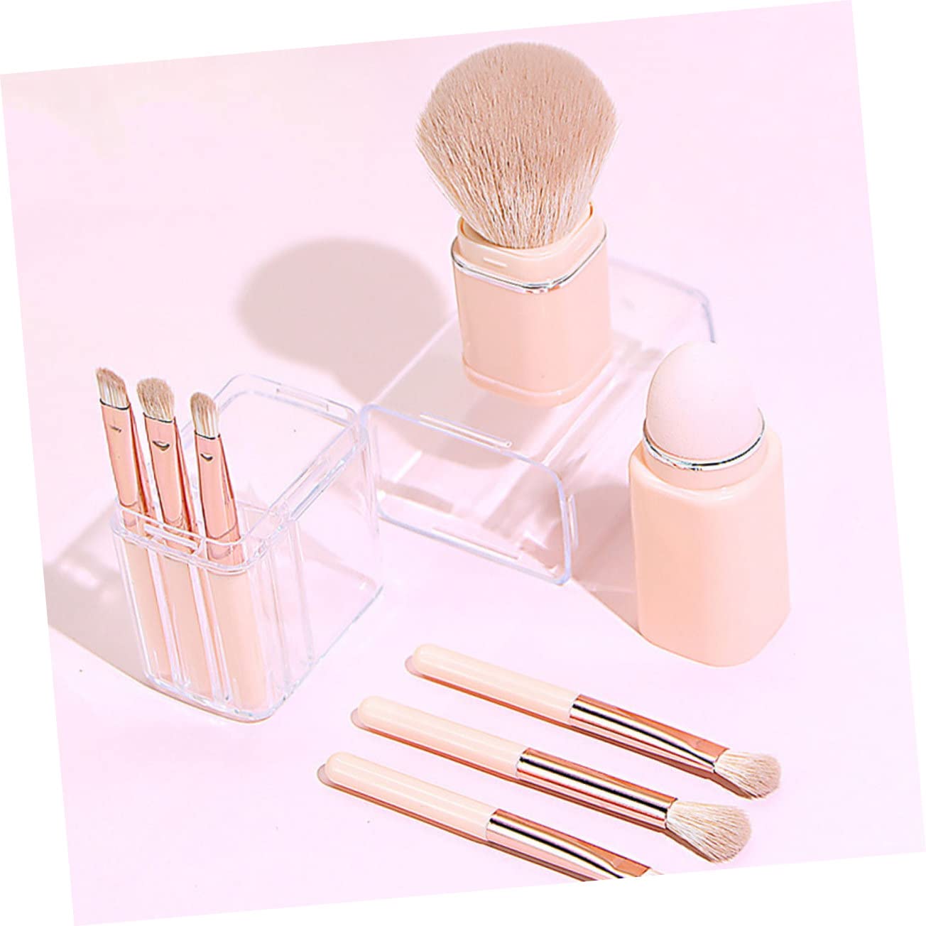 minkissy 2 Set Pennello da trucco 8 in 1 comodo strumento per il trucco applicatori per il trucco applicatori di ombretti pennello cosmetico pennello per labbra 4 in 1 pennello per fard