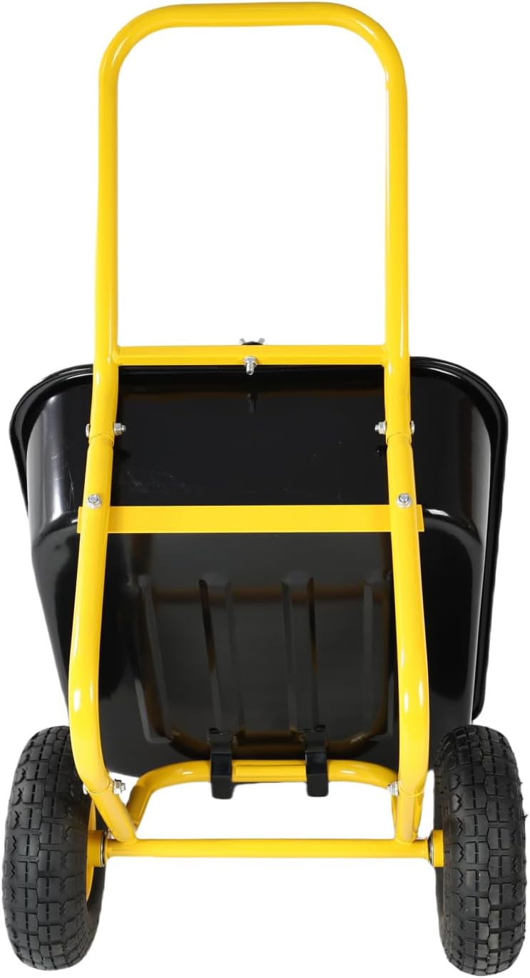 Two-Wheeled Barrow, Garden Cart with 10-Inch Pneumatic Wheels (Yellow + Black)